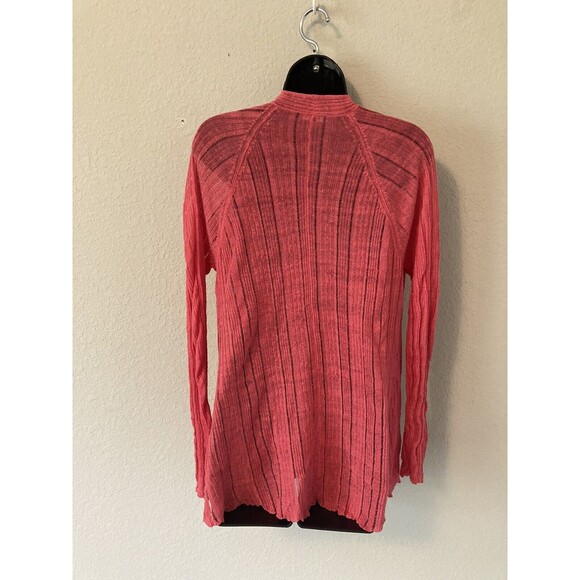 Eileen Fisher Linen and Silk Blend Open Front Cardigan Pink Womens Size Medium - Picture 2 of 9